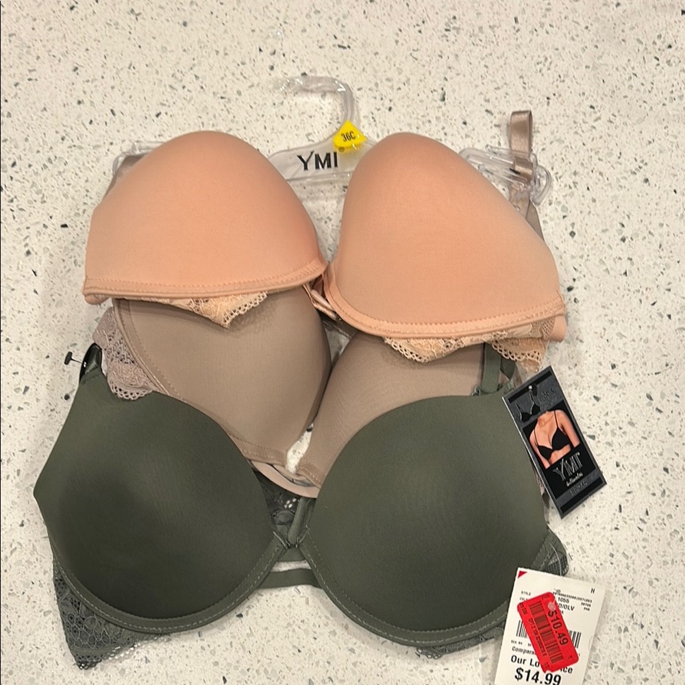 YMI Women’s Push-Up Bra - Peach, Taupe, Olive